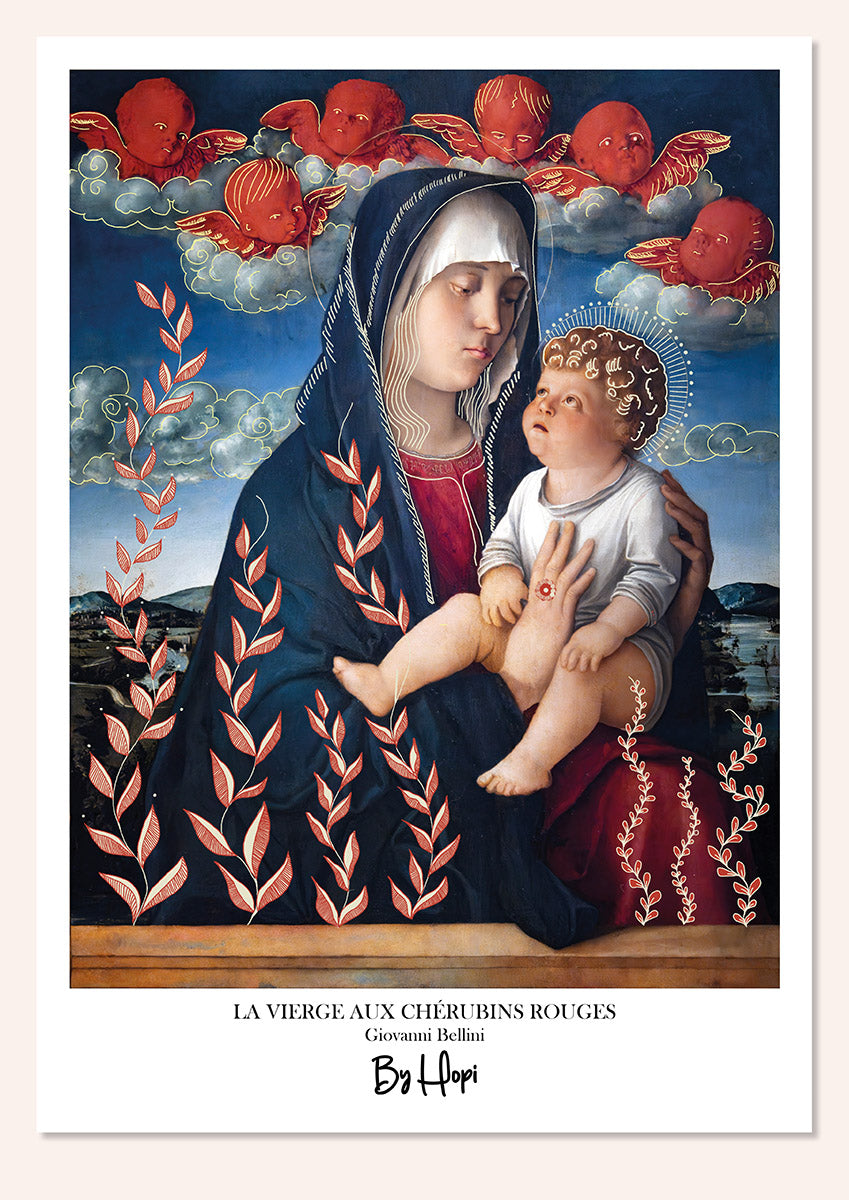 Vierge aux chérubins rouges Affiche